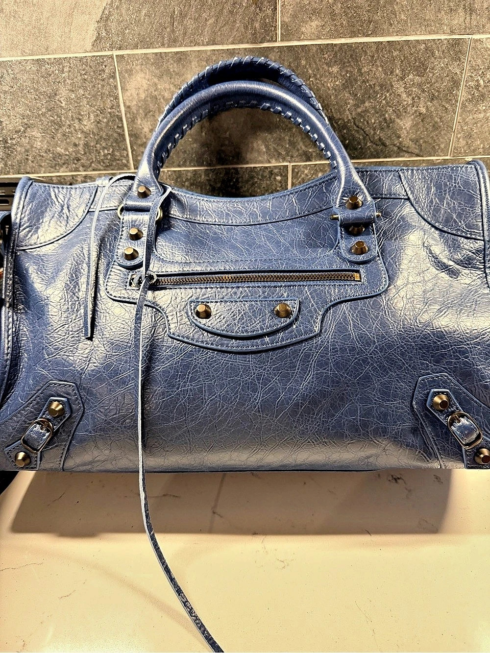 Designer Inspired Blue Satchel